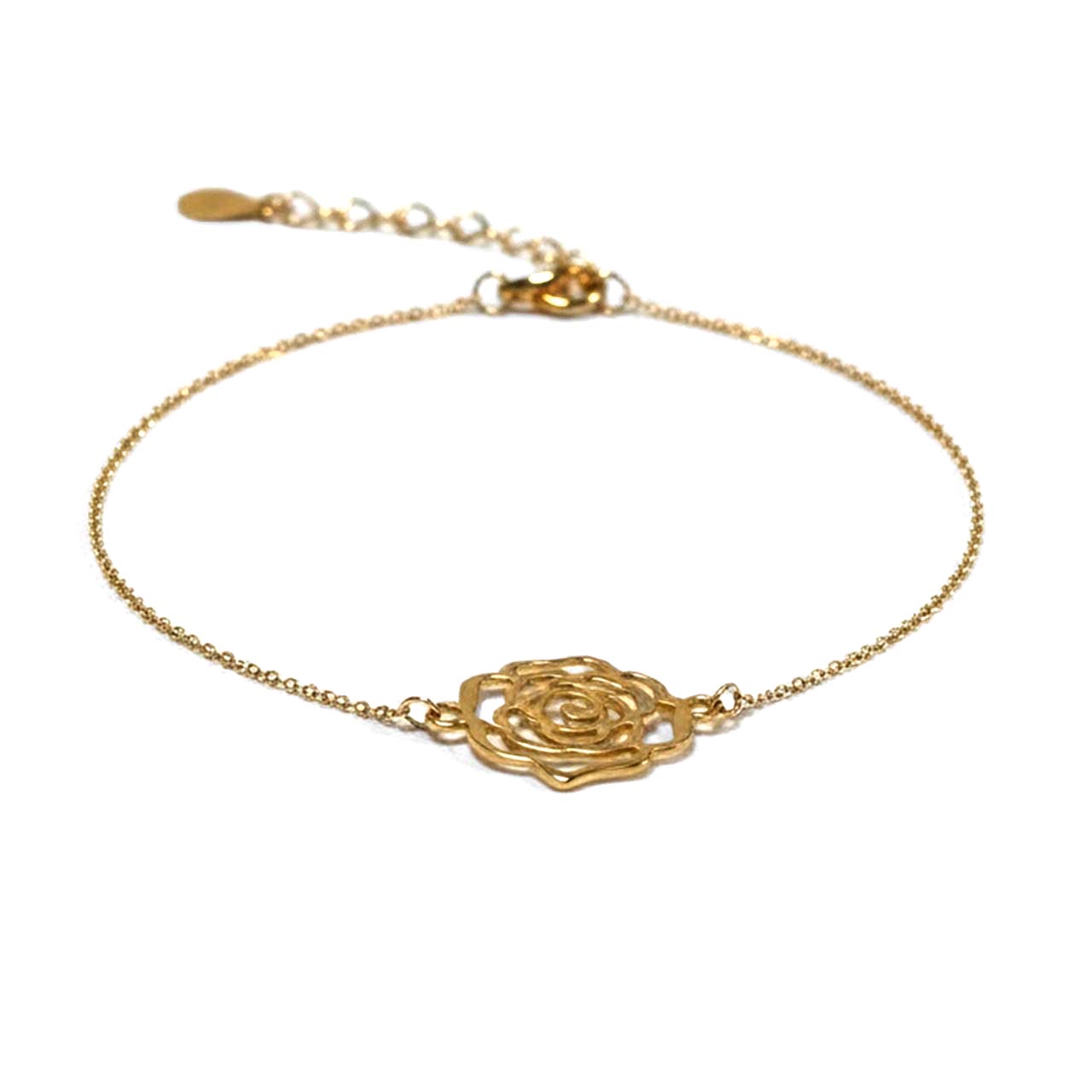 دستبند طلا گل رز تخت