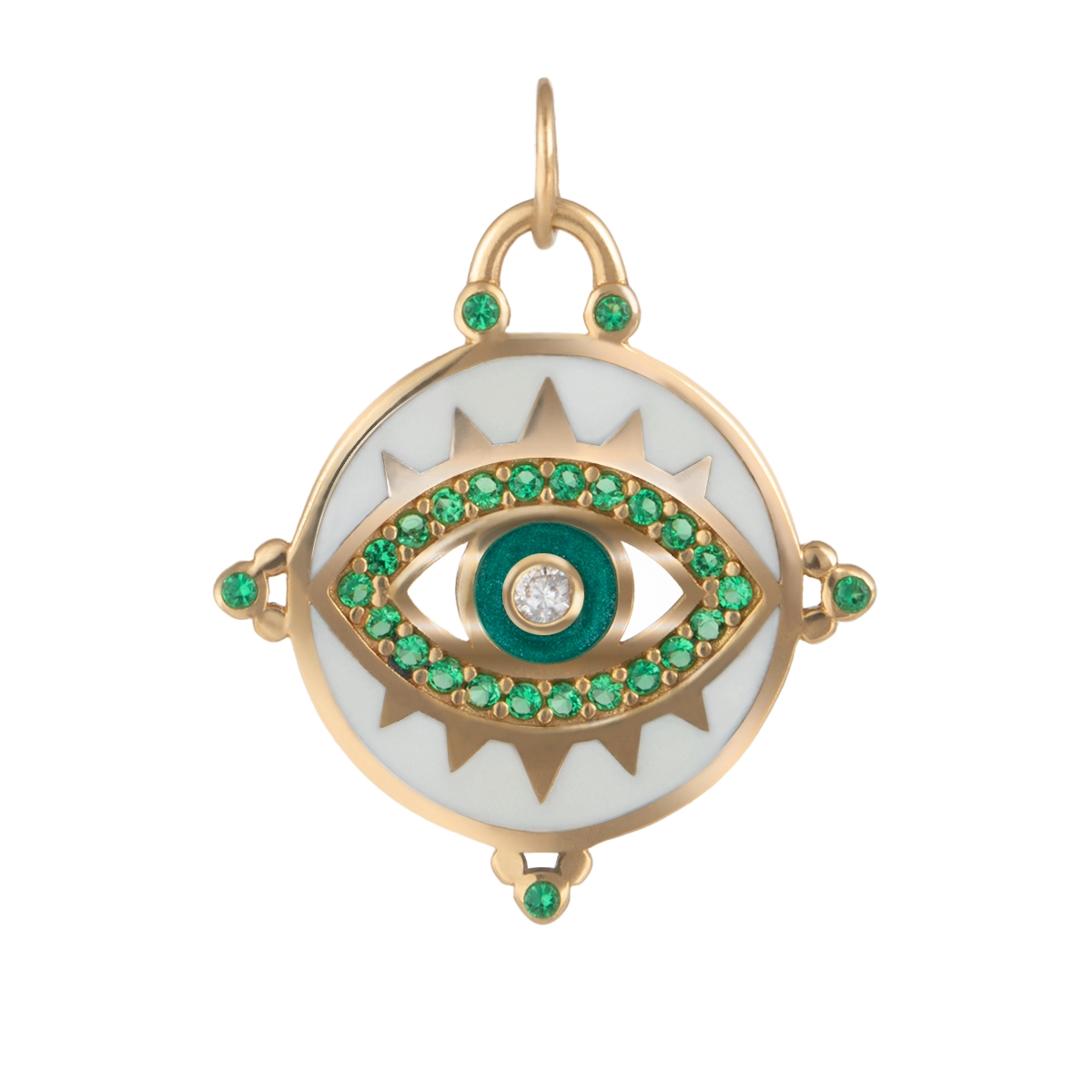 آویز گردنبند طلا چشم مگنوم زمرد