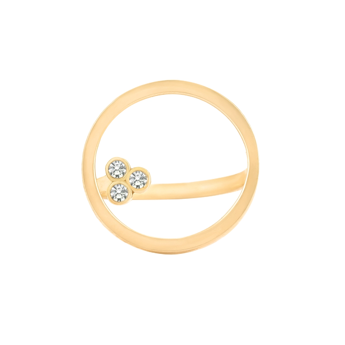 انگشتر طلا ظریف دایره سه سنگ