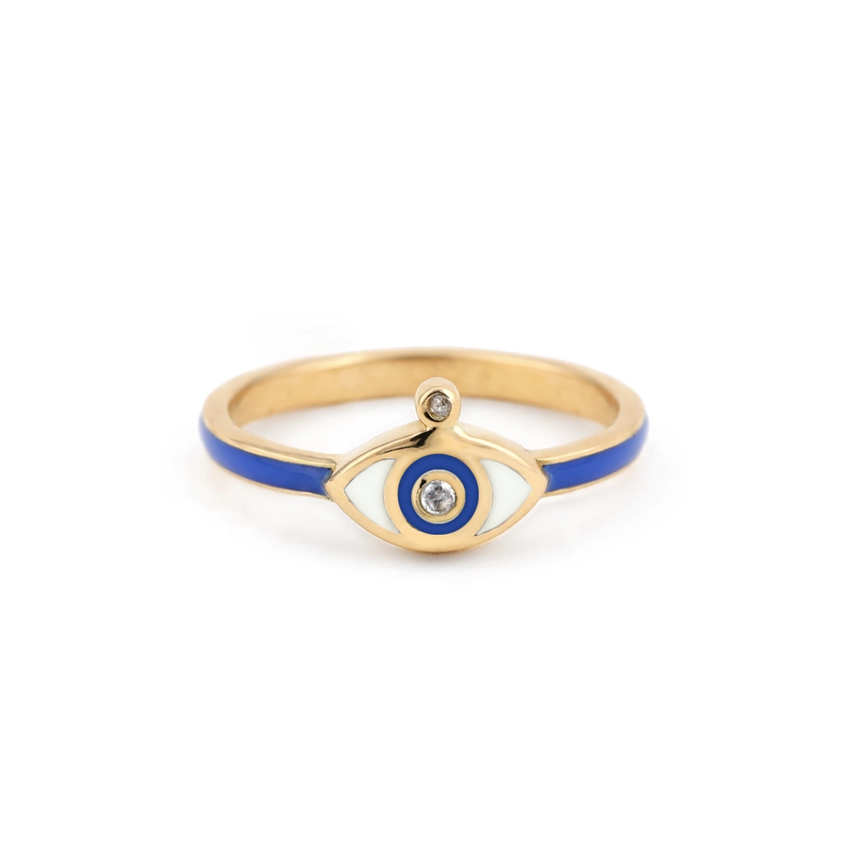 انگشتر طلا چشم هرا لاجورد سفید