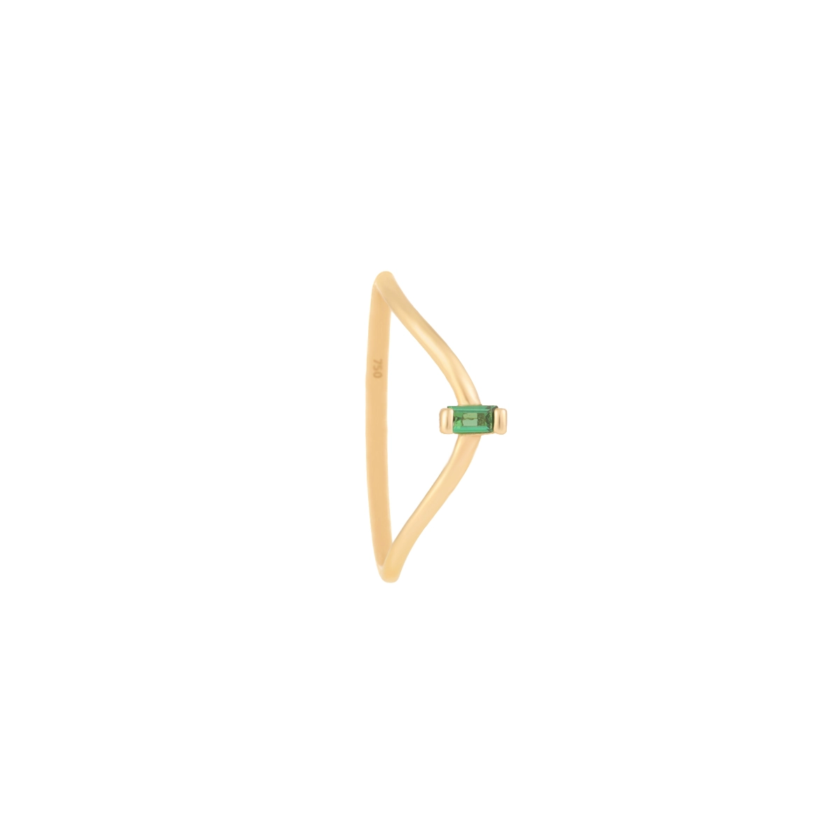 انگشتر طلا جناغی نگین باگت سبز