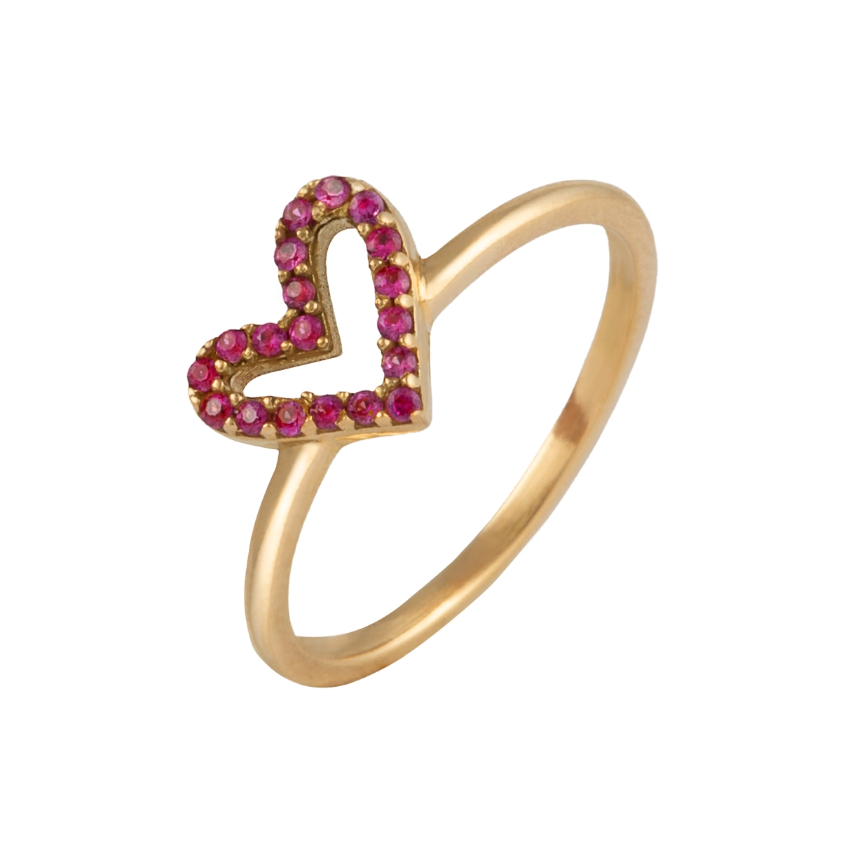 انگشتر طلا قلب آبنباتی بنفش