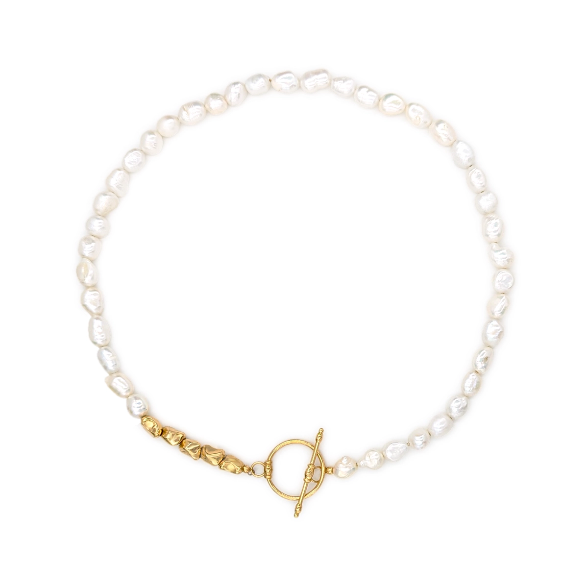 گردنبند طلا دانه و مروارید باروک