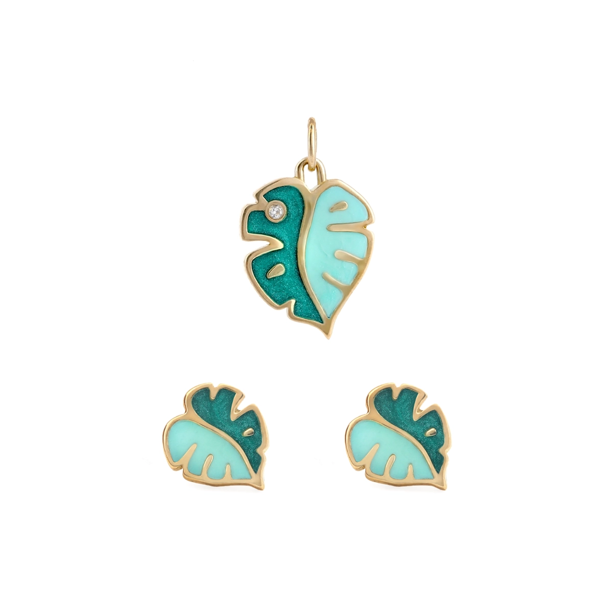 گوشواره طلا میخی هاوانا سبز