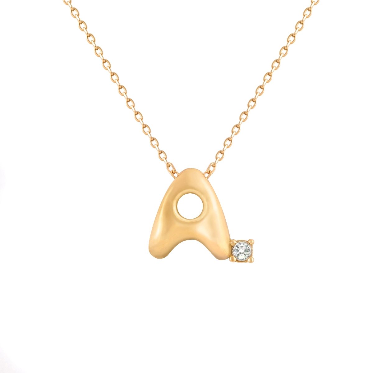 گردنبند طلا حرف A پفکی