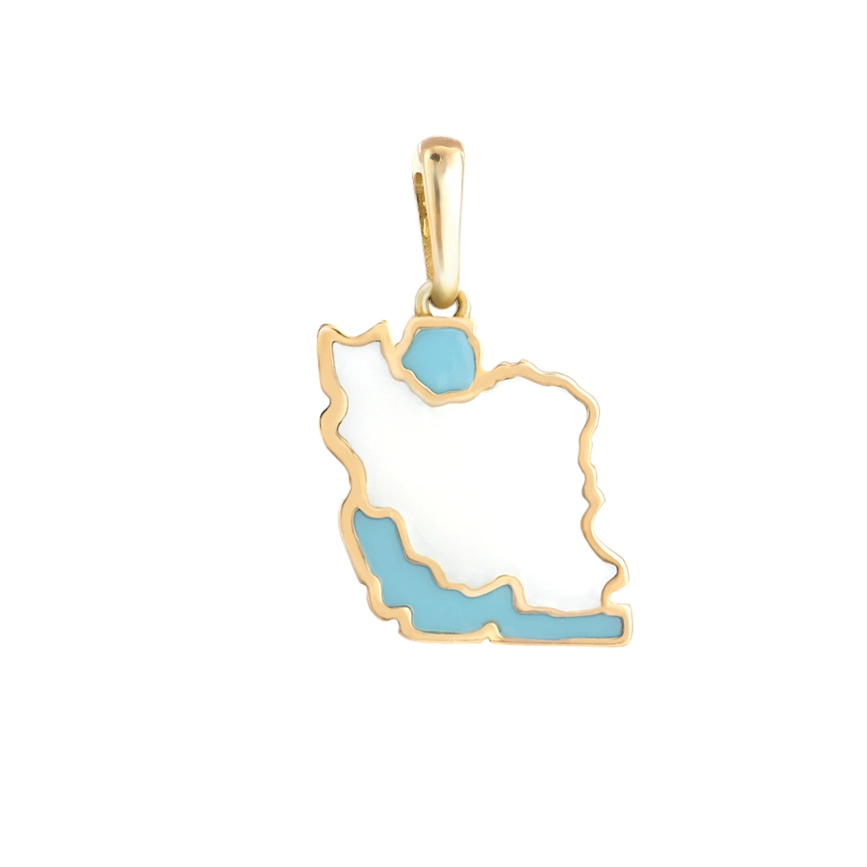 آویز گردنبند طلا ایران آبی صدفی