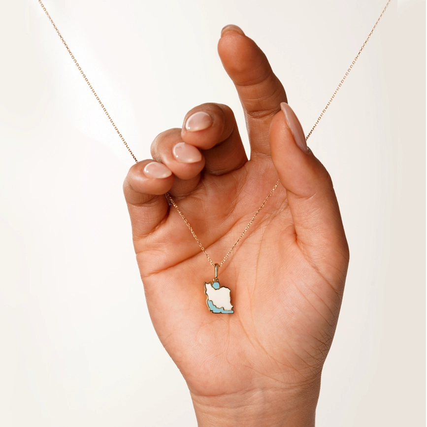 آویز گردنبند طلا ایران آبی صدفی