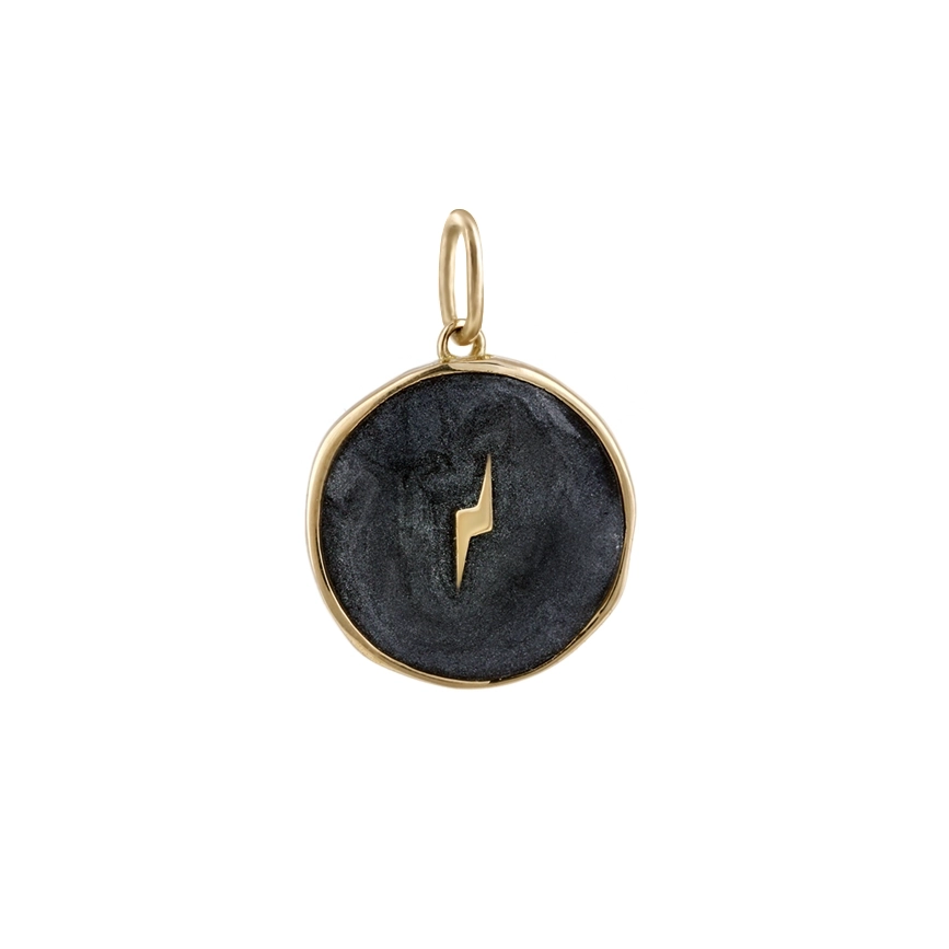 آویز گردنبند طلا رعد مینی سیاه