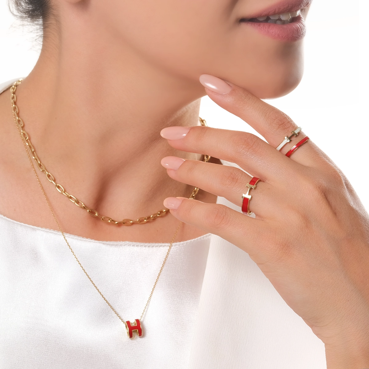 انگشتر طلا هرمس باریک سفید