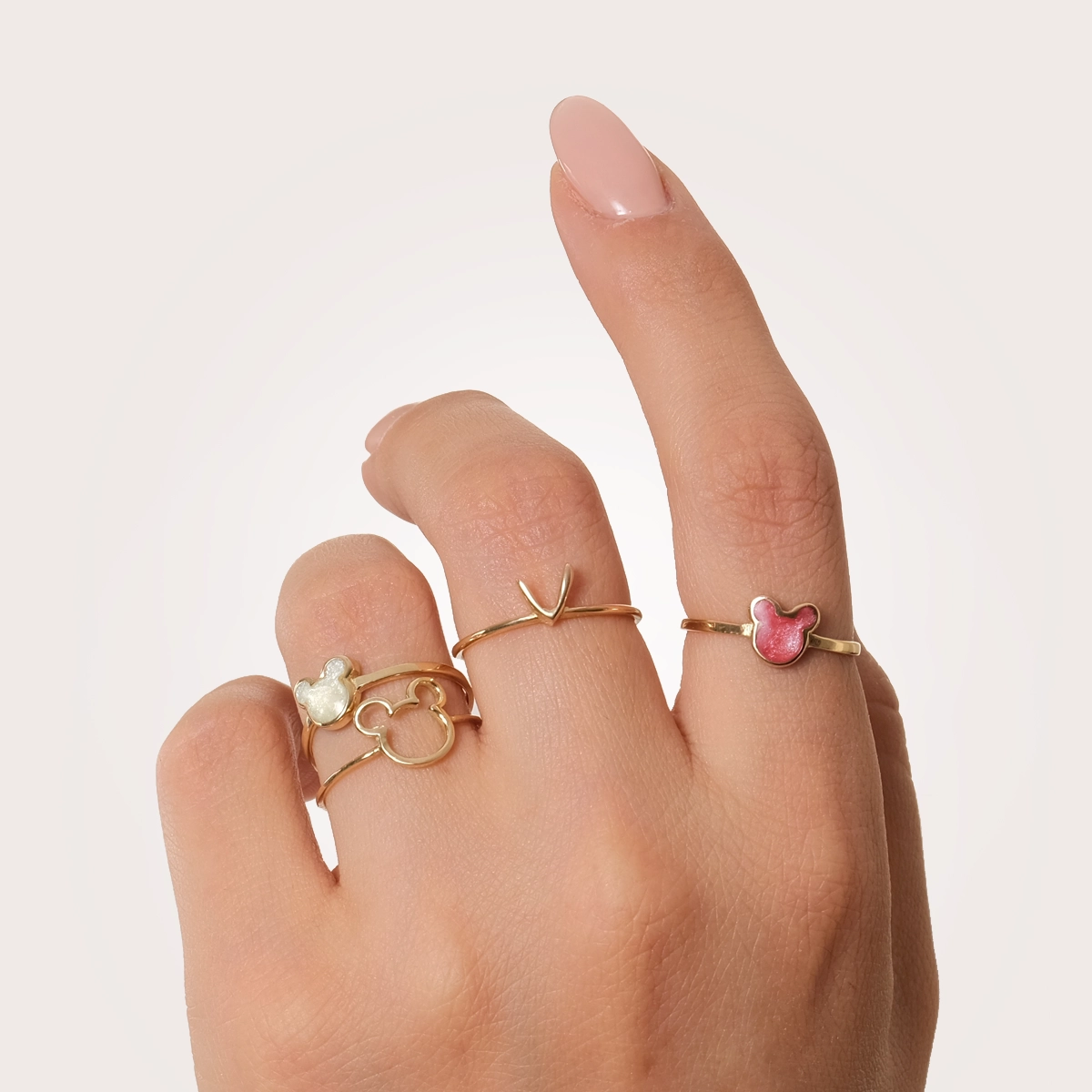 انگشتر طلا میکی ماوس صدفی