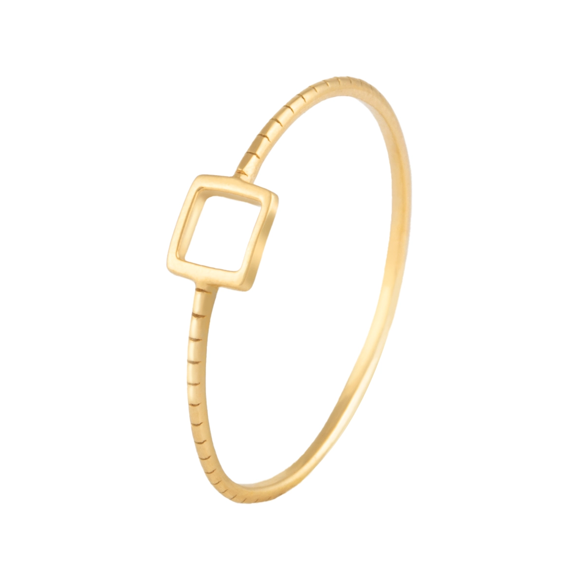 انگشتر طلا مربع توخالی راه راه