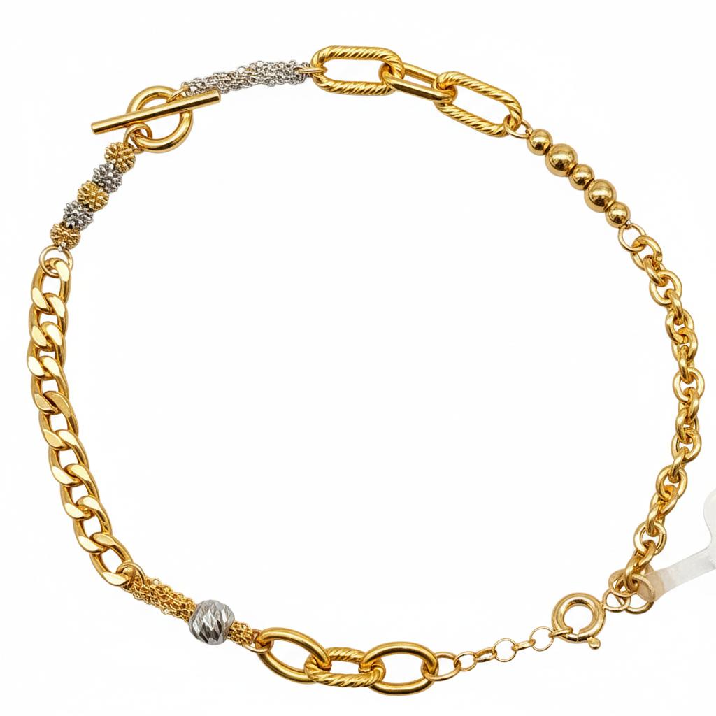 دستبند زنانه طلا ۱۸ عیار ترکیبی دو رنگ