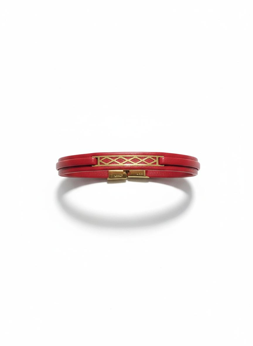 دستبند زنانه طلا ۱۸ عیار دستبند چرم قرمز