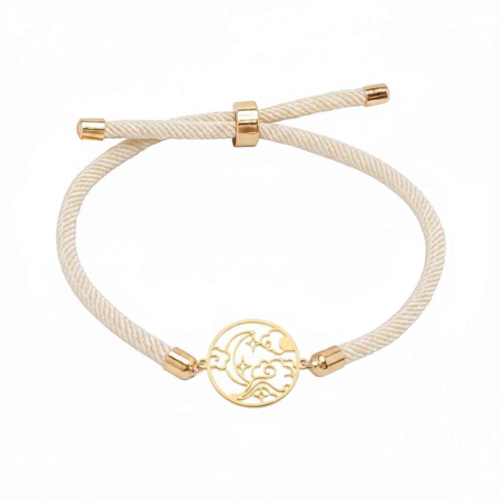 دستبند طلا ۱۸ عیار ابر و ماه و ستاره