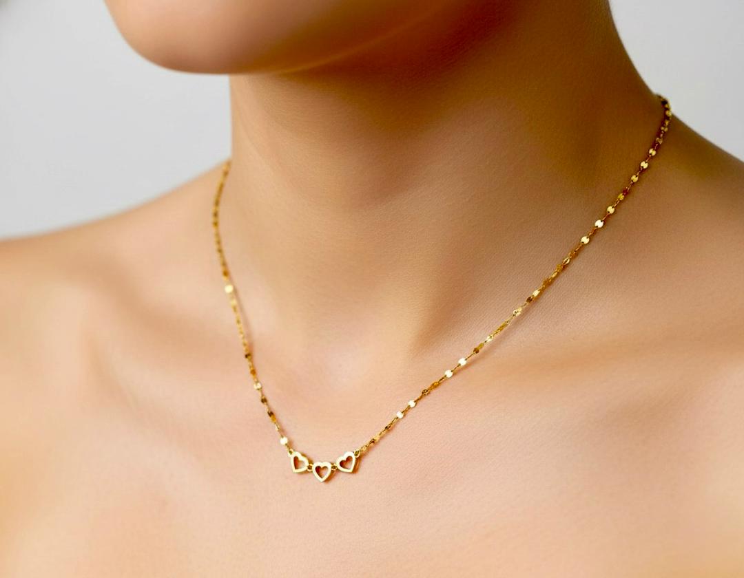 گردنبند طلا ۱۸ عیار گردنبند اماراتی سه قلب