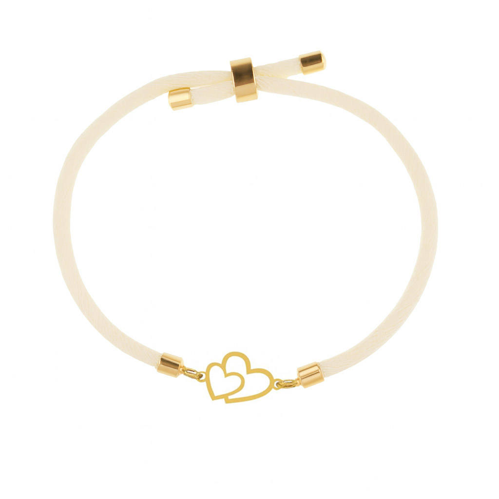 دستبند طلا ۱۸ عیار دو قلب