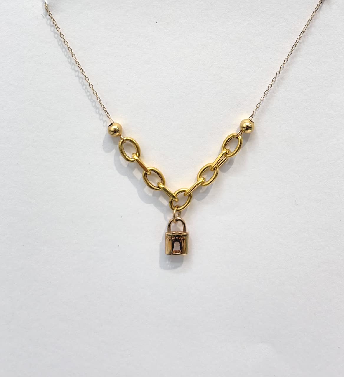 گردنبند زنانه طلا ۱۸ عیار ترکیبی قفل