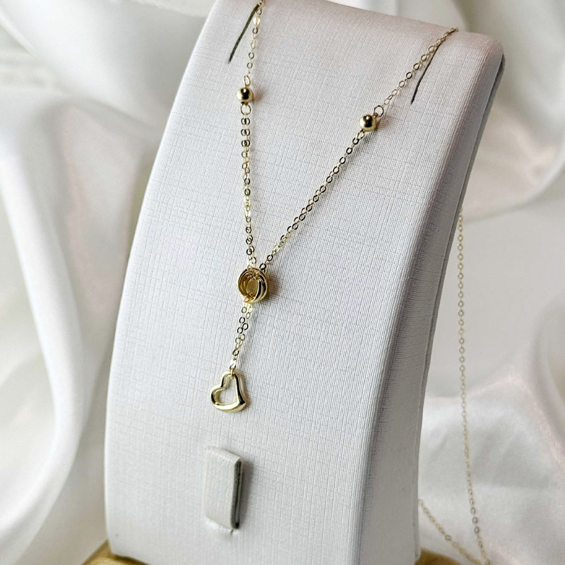 گردنبند زنانه طلا ۱۸ عیار زنجیر فانتزی ظریف قلب