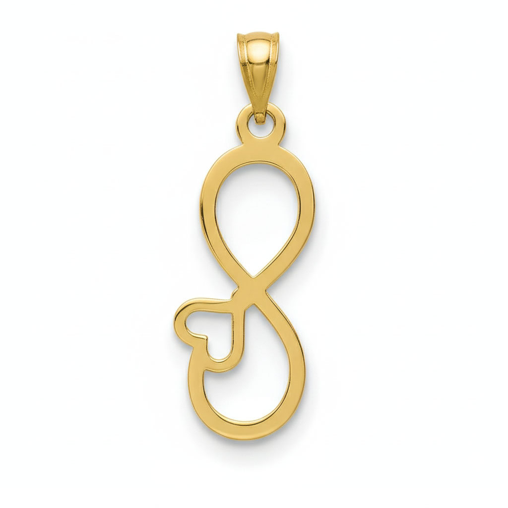 آویز زنانه طلا ۱۸ عیار بینهایت و قلب