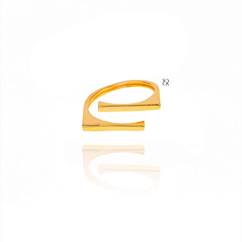 انگشتر زنانه طلا ۱۸ عیار طرح دو خط