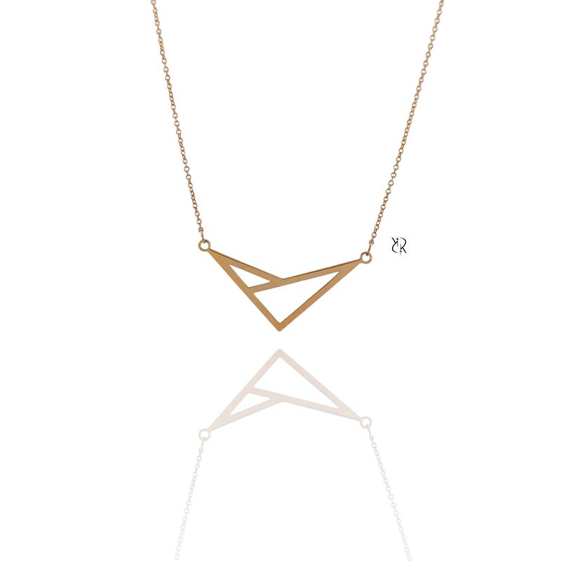 گردنبند زنانه طلا ۱۸ عیار گردنبند طلا طرح دو مثلث