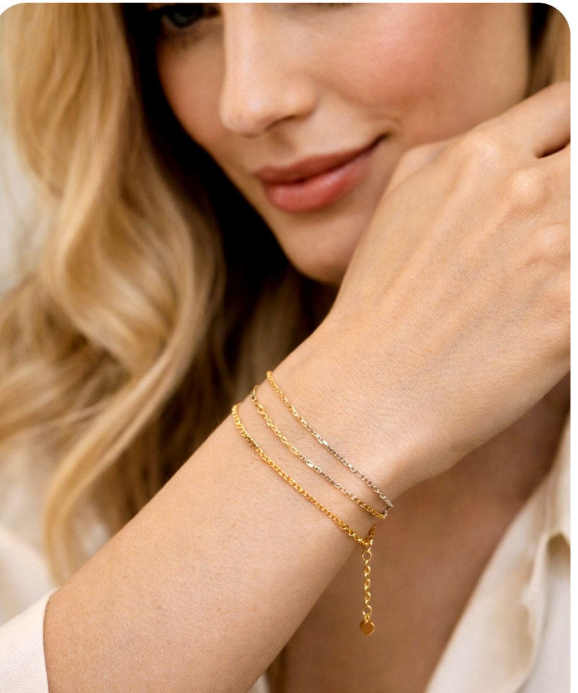 دستبند طلا ۱۸ عیار دستبند اماراتی سه زنجیر