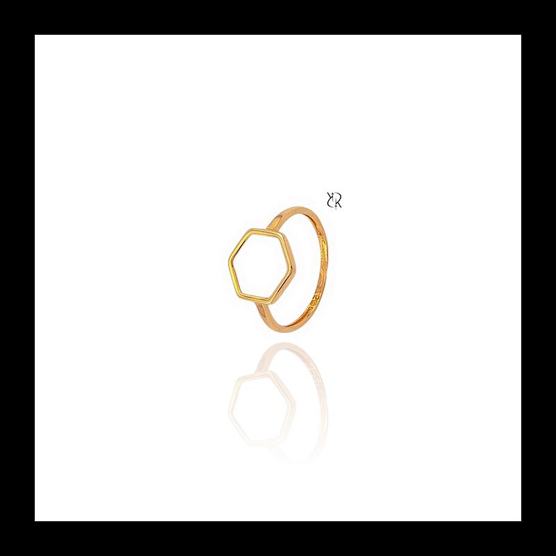 انگشتر زنانه طلا ۱۸ عیار هندسی طرح شش ضلعی