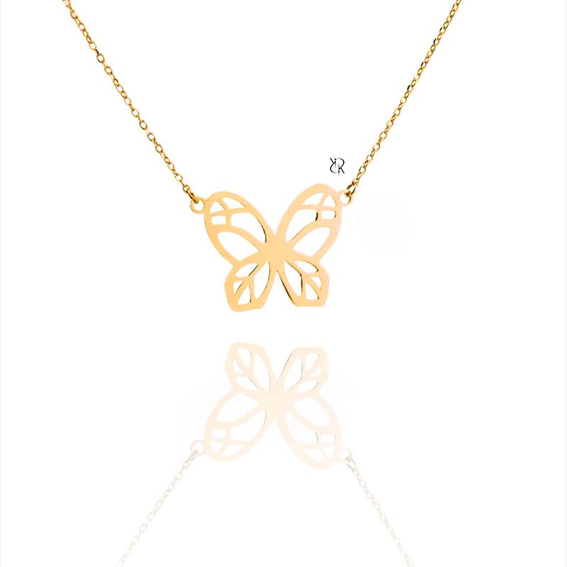 گردنبند زنانه طلا ۱۸ عیار گردنبند طلا طرح پروانه