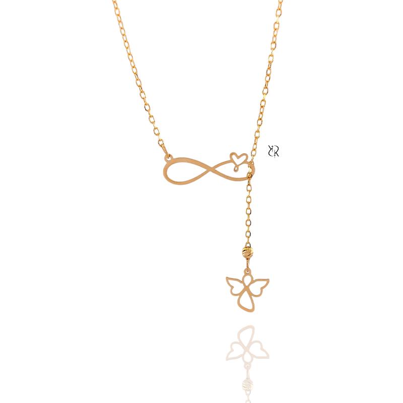 گردنبند زنانه طلا ۱۸ عیار گردنبند طلا طرح بینهایت و فرشته