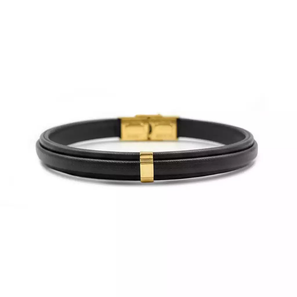 دستبند چرم طلا  خط نور