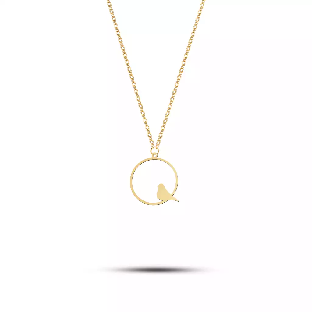 گردنبند طلا زنجیری پرنده نشسته