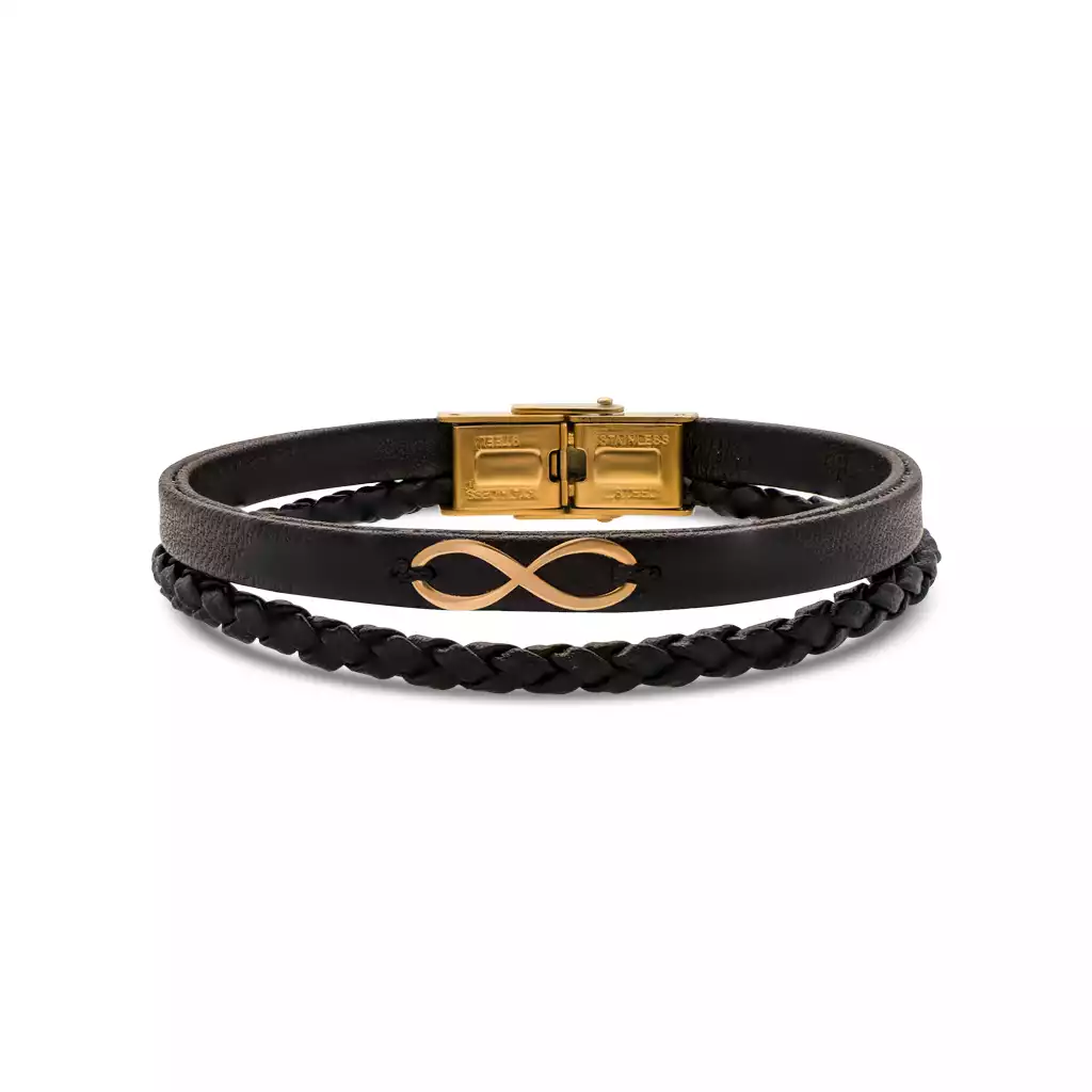 دستبند طلا چرم بینهایت