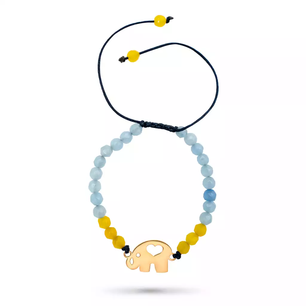 دستبند طلا سنگی  فیل زرد و آبی