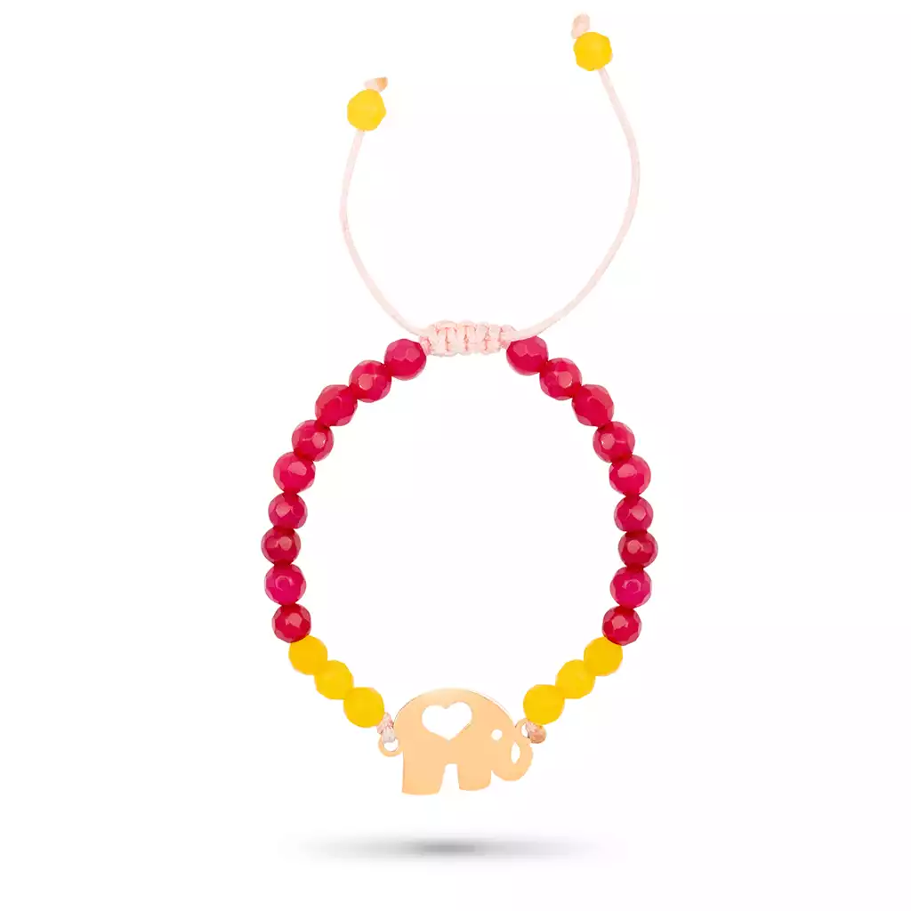 دستبند طلا سنگی فیل زرد و سرخابی