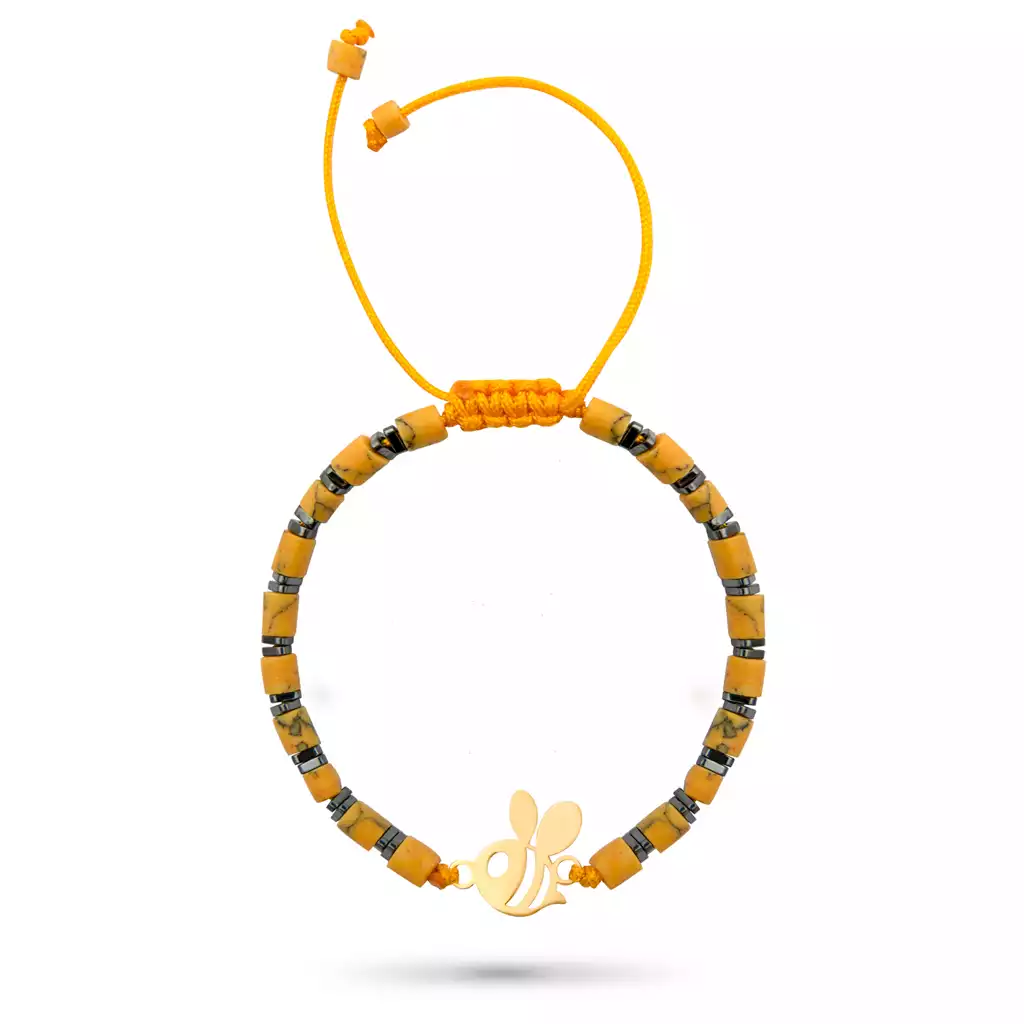 دستبند طلا سنگی نارنجی زنبور