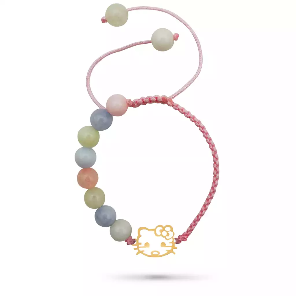 دستبند طلا بافت و سنگ کیتی