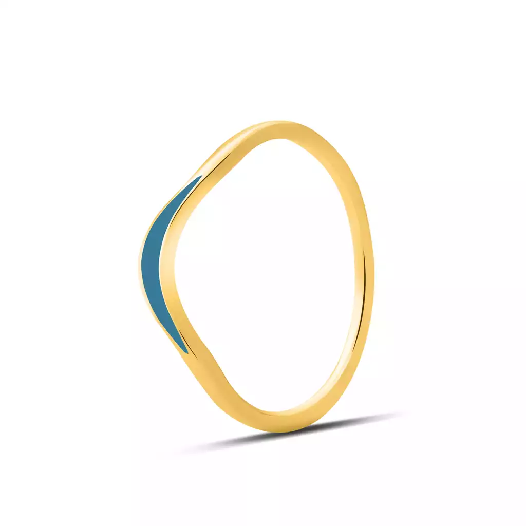 بند انگشتی طلا با میناکاری آبی