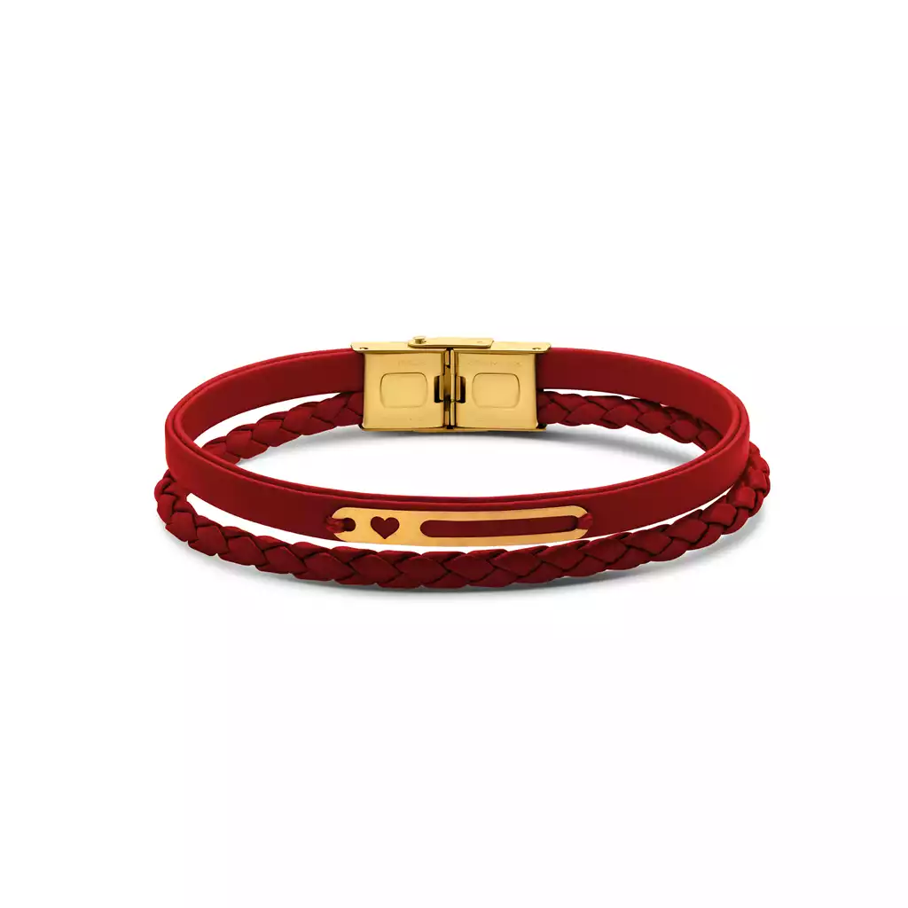 دستبند چرم و طلا عشق بی نهایت