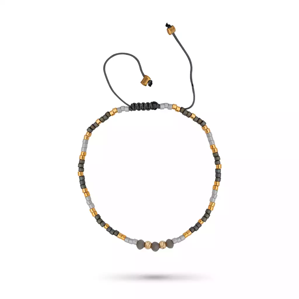 دستبند طلا بافت میوکی نقره فام