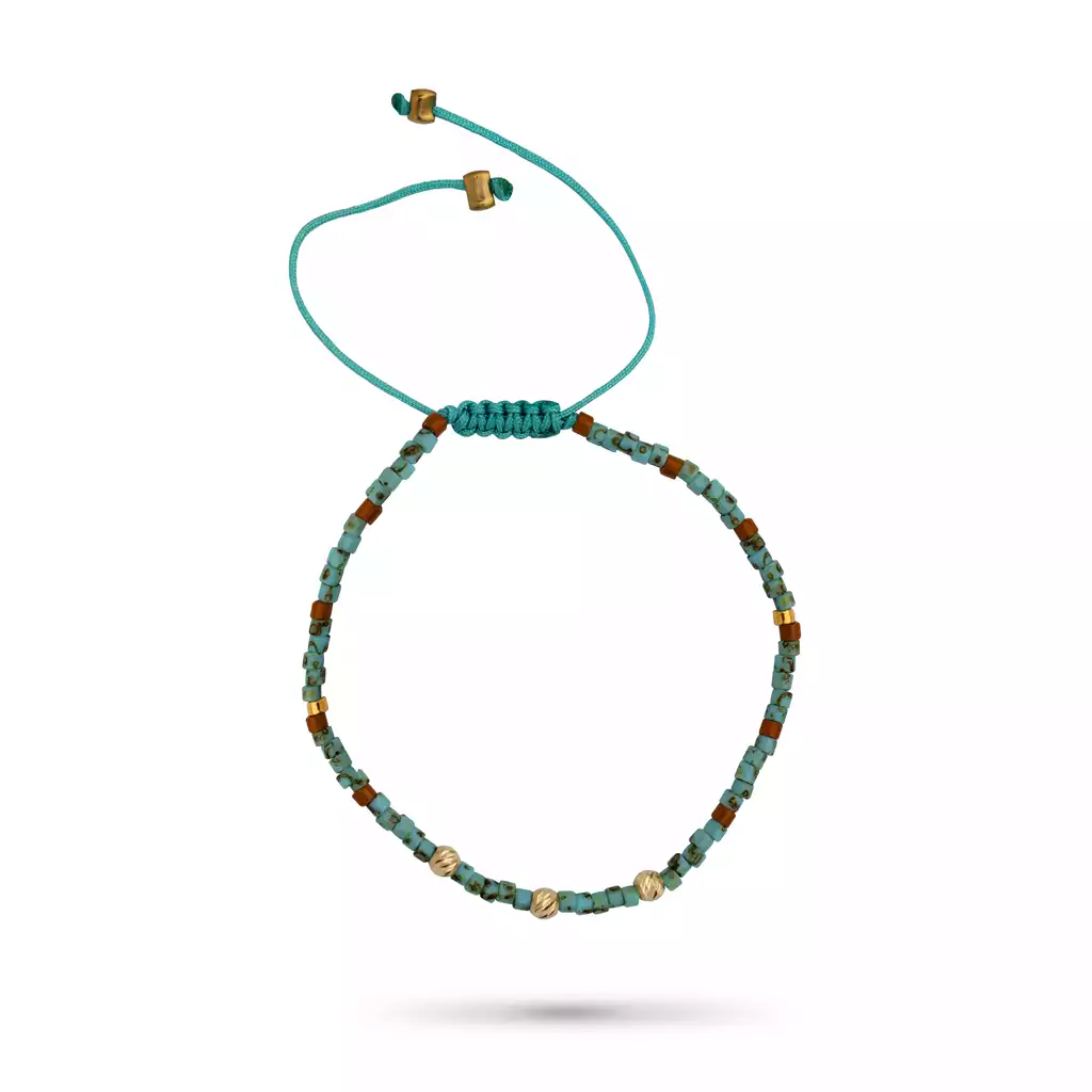 دستبند طلا بافت میوکی کهربایی