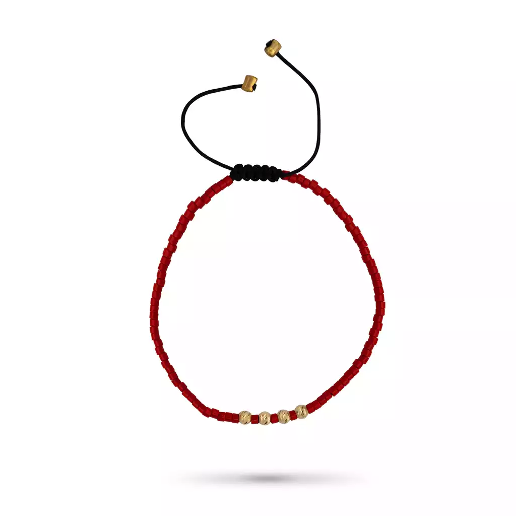 دستبند طلا بافت میوکی روبی