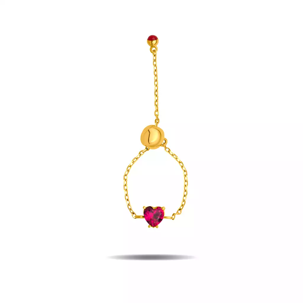 انگشتر طلا  نگین دارآسانسوری قلب روبی