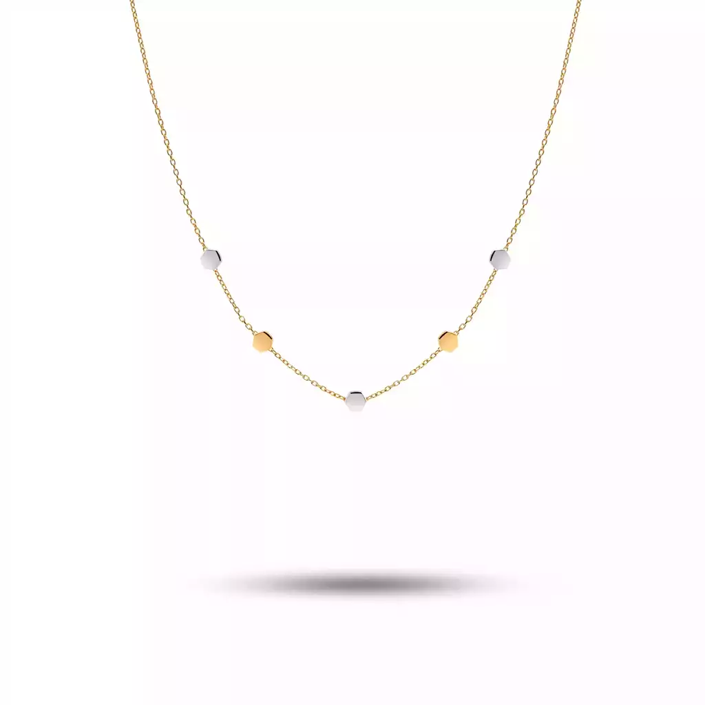 گردنبند طلا زنجیری شش ضلعی تیما