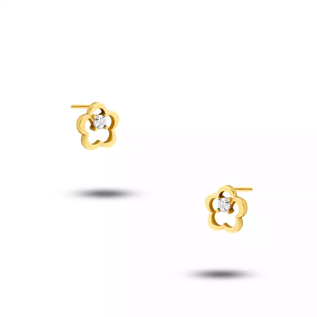 گوشواره طلا زنانه میخی گل گلورا