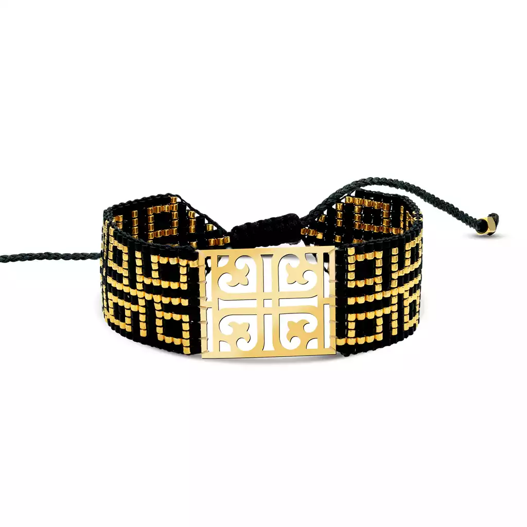 دستبند طلا بافت میوکی رخشان طلایی