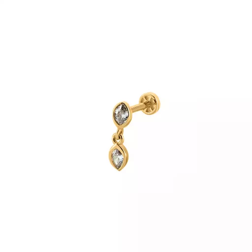 پیرسینگ طلا نگین دار  آویز قطره