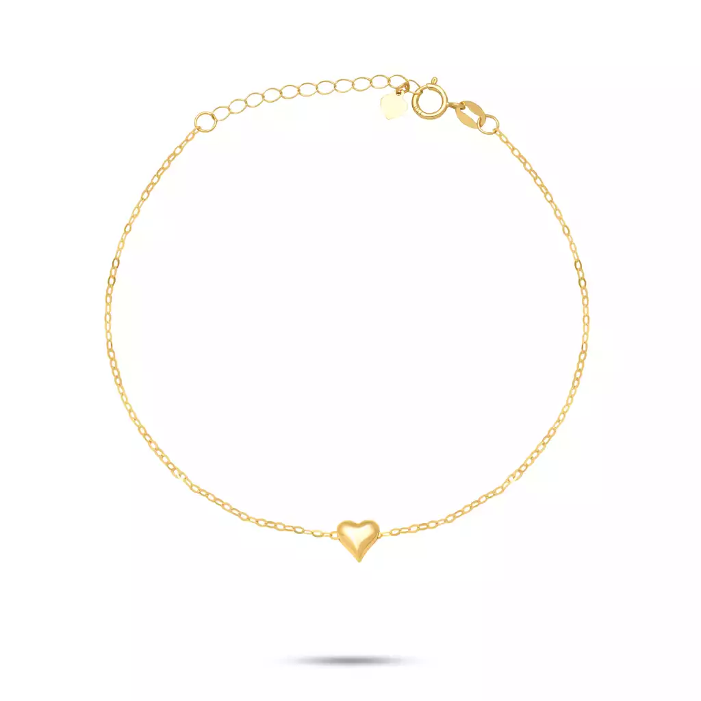 دستبند طلا زنجیری قلب دلین