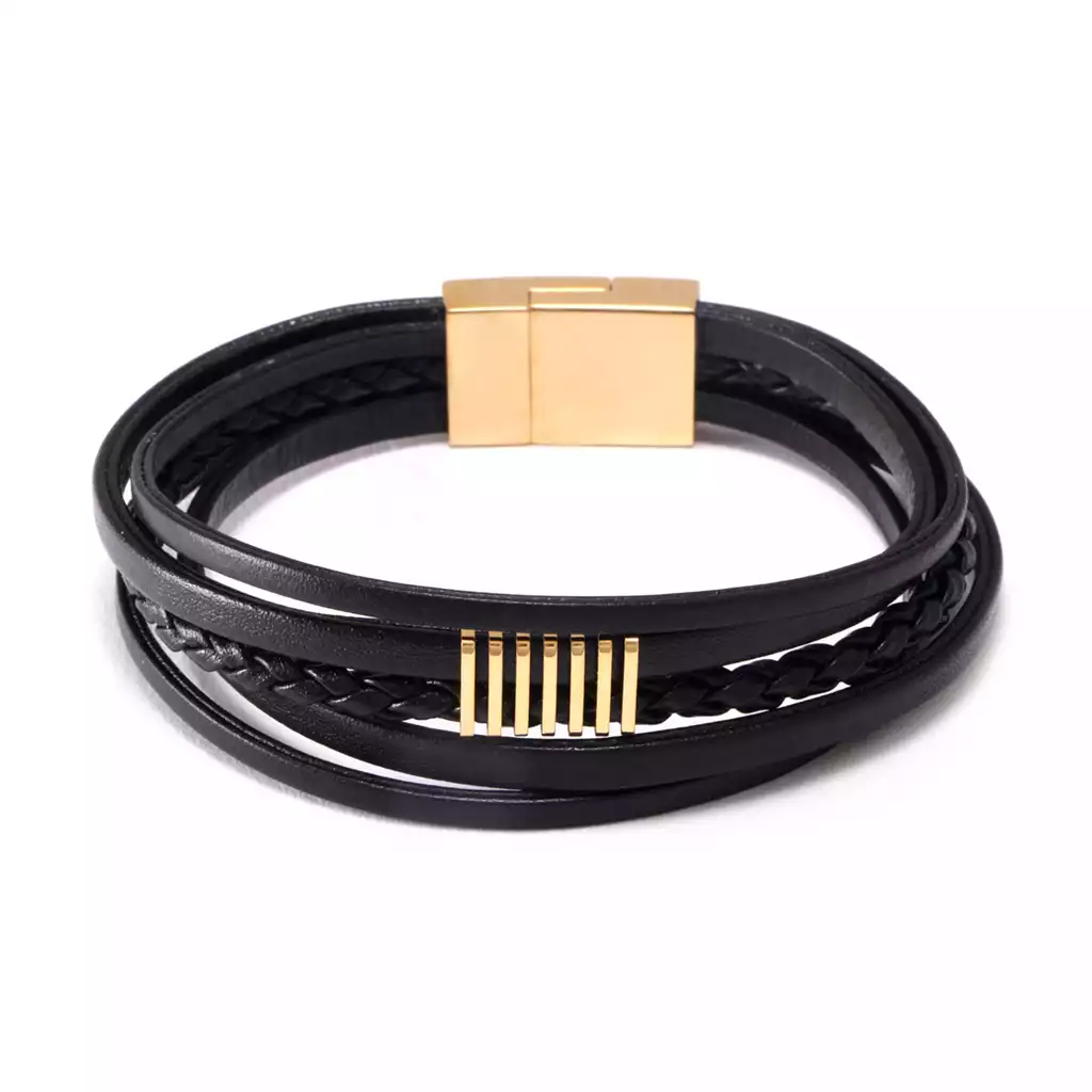 دستبند طلا چرم  چند لاین