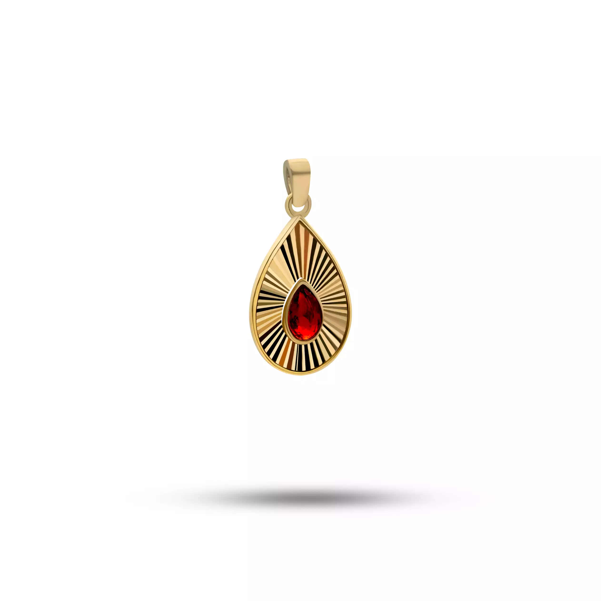 آویز طلا مارکیز تراش سنگ قرمز