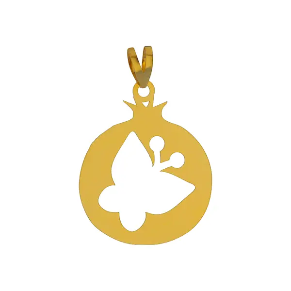 آویز گردنبند طلا 18 عیار زنانه مدل طرح انار و پروانه کدMM1677